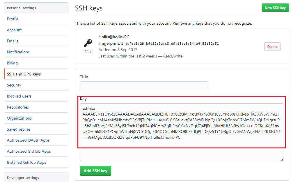 New SSH key